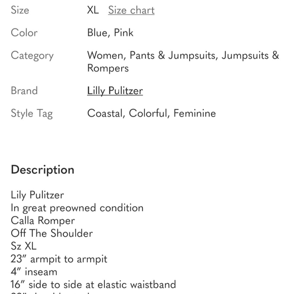 Lilly Pulitzer Calla Romper XLARGE - Picture 3 of 5